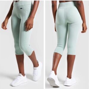 NWT Gymshark Ribbed Cropped Performance Leggings Mint Green Size Small